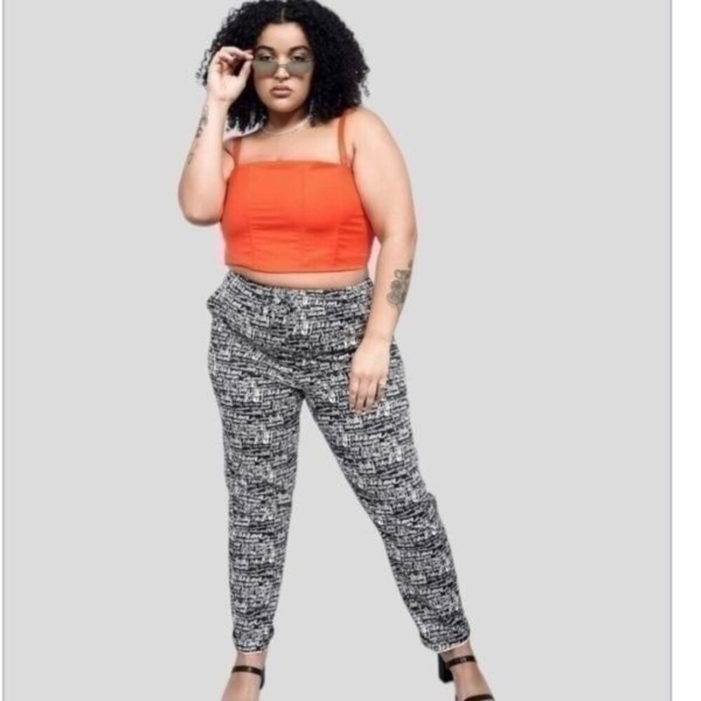 Wildfang Black White Pretty Handsome Print Drawstring Pants